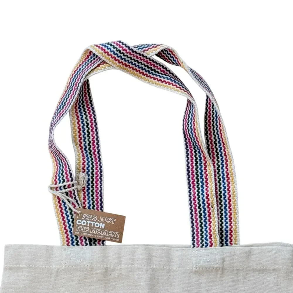 Poshmark Canvas Tote Bag Shop Secondhand Rainbow Strap‎ Neutral Logo Shopper